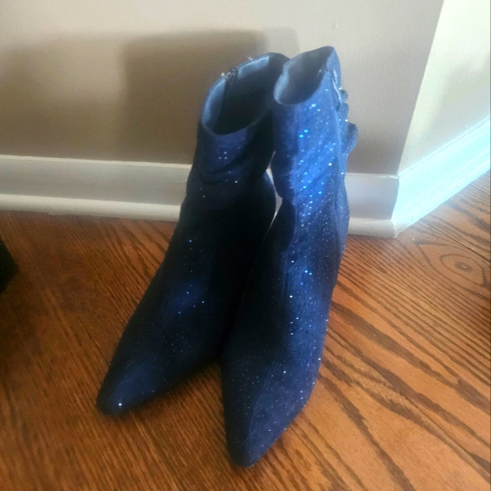 Brand New Altalina Navy Blue Bling Booties